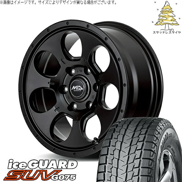 ヨコハマタイヤ アイスガード SUV G075 (iceGUARD SUV G075) 185/85R16 ＋ MIDホイール マッドエージェント セミグロスブラック 16インチ 7.0J +40 5H114.3P スタッドレス・ホイール4本セット。1枚目。