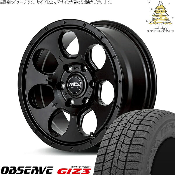 トーヨータイヤ オブザーブ ギズスリー (OBSERVE GIZ3) 195/65R16 ＋ MIDホイール マッドエージェント セミグロスブラック 16インチ 7.0J +40 5H114.3P スタッドレス・ホイール4本セット。1枚目。