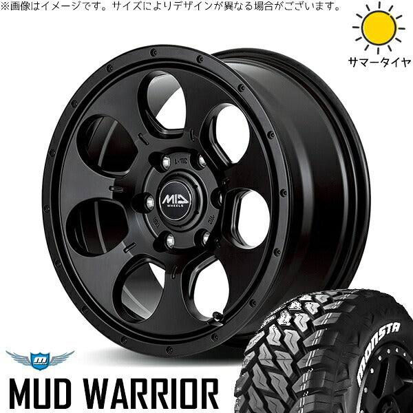 モンスタタイヤ マッドウォーリアー (MUD WARRIOR) 215/70R16 ＋ MIDホイール マッドエージェント セミグロスブラック 16インチ 6.5J +38 6H139.7P サマー・ホイール4本セット。1枚目。