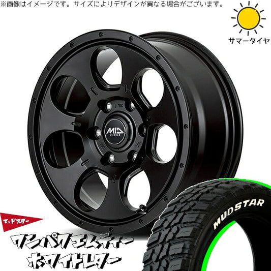 マッドスター ワンパクMT (WANPAKU M/T) 235/70R16 ＋ MIDホイール マッドエージェント セミグロスブラック 16インチ 7J +40 5H114.3P サマー・ホイール4本セット。1枚目。