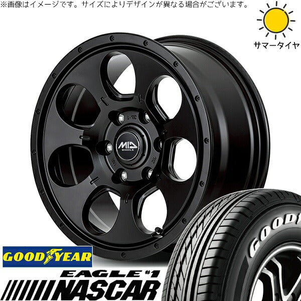 グッドイヤー イーグル ナスカー 215/65R16 ＋ MIDホイール マッドエージェント セミグロスブラック 16インチ 6.5J +38 6H139.7P サマー・ホイール4本セット。1枚目。