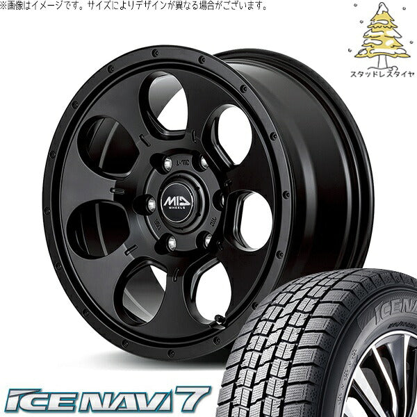 グッドイヤー アイスナビ セブン (ICENAVI7) 205/65R16 ＋ MIDホイール マッドエージェント セミグロスブラック 16インチ 7.0J +40 5H114.3P スタッドレス・ホイール4本セット。1枚目。