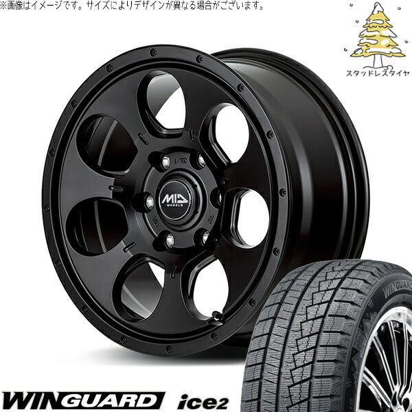 ネクセン ウィンガード アイス2 (WinGUARD ice2) 205/60R16 ＋ MIDホイール マッドエージェント セミグロスブラック 16インチ 7.0J +40 5H114.3P スタッドレス・ホイール4本セット。1枚目。