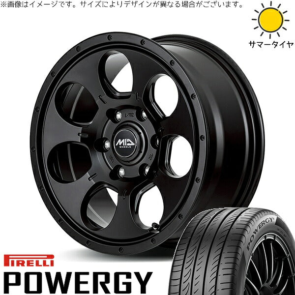 ピレリ パワジー 215/65R16 ＋ MIDホイール マッドエージェント セミグロスブラック 16インチ 6.5J +38 6H139.7P サマー・ホイール4本セット。1枚目。