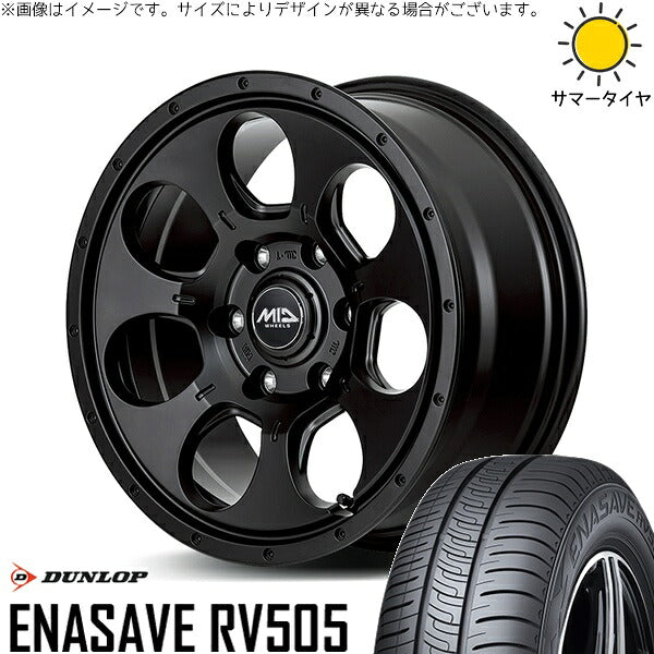 ダンロップ エナセーブ RV505 215/70R15 ＋ MIDホイール マッドエージェント セミグロスブラック 15インチ 6J +33 6H139.7P サマー・ホイール4本セット。1枚目。