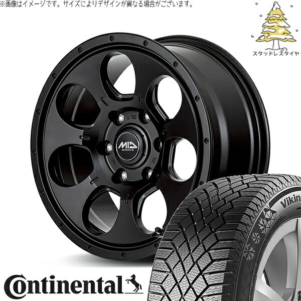 コンチネンタル バイキングコンタクト セブン (VikingContact7) 215/70R16 ＋ MIDホイール マッドエージェント セミグロスブラック 16インチ 7.0J +40 5H114.3P スタッドレス・ホイール4本セット。1枚目。