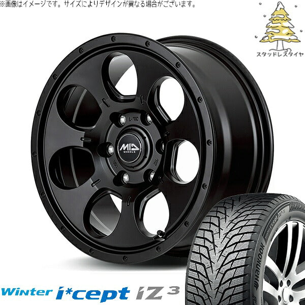 ハンコック ウィンターアイセプト IZ3 W636 (Winter i*cept iZ3 W636) 215/65R16 ＋ MIDホイール マッドエージェント セミグロスブラック 16インチ 6.5J +38 6H139.7P スタッドレス・ホイール4本セット。1枚目。