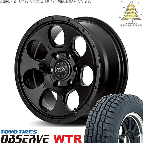 トーヨータイヤ オブザーブ W/T-R (OBSERVE WTR) 225/70R16 ＋ MIDホイール マッドエージェント セミグロスブラック 16インチ 7.0J +40 5H114.3P スタッドレス・ホイール4本セット。1枚目。