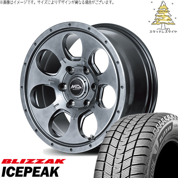 ブリヂストン ブリザック ICEPEAK 215/70R16 ＋ MIDホイール マッドエージェント メタリックグレー 16インチ 6.5J +38 6H139.7P スタッドレス・ホイール4本セット。1枚目。