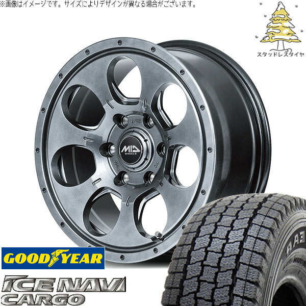グッドイヤー アイスナビカーゴ 195/80R15 ＋ MIDホイール マッドエージェント メタリックグレー 15インチ 5.5J +45 6H139.7P スタッドレス・ホイール4本セット。1枚目。
