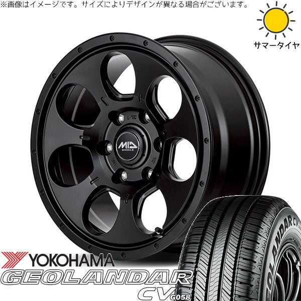 ヨコハマタイヤ ジオランダー CV G058 195/65R16 ＋ MIDホイール マッドエージェント セミグロスブラック 16インチ 7J +40 5H114.3P サマー・ホイール4本セット。1枚目。
