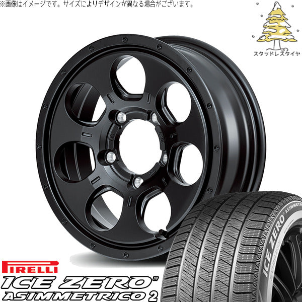 ピレリ アイスゼロアシンメトリコ2 205/55R16 ＋ MIDホイール マッドエージェント セミグロスブラック 16インチ 7J +40 5H114.3P スタッドレス・ホイール4本セット。1枚目。