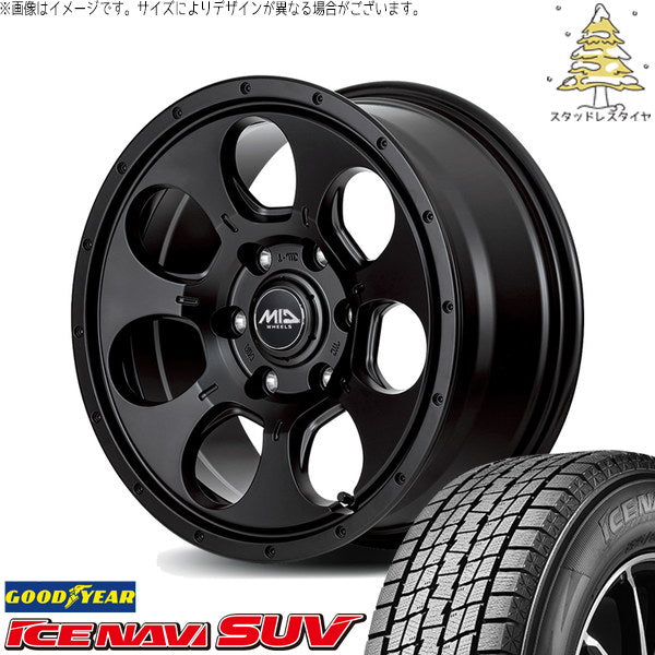 グッドイヤー アイスナビ SUV 265/70R17 ＋ MIDホイール マッドエージェント セミグロスブラック 17インチ 7.5J +25 6H139.7P スタッドレス・ホイール4本セット。1枚目。