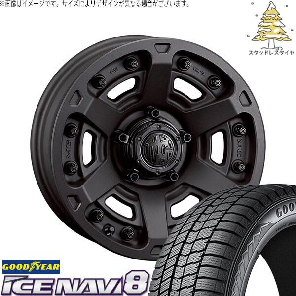 グッドイヤー アイスナビ エイト (ICENAVI8) 215/65R16 ＋ マーテルギア アーマー ショットガンブラック 16インチ 7.0J +35 5H114.3P スタッドレス・ホイール4本セット。1枚目。