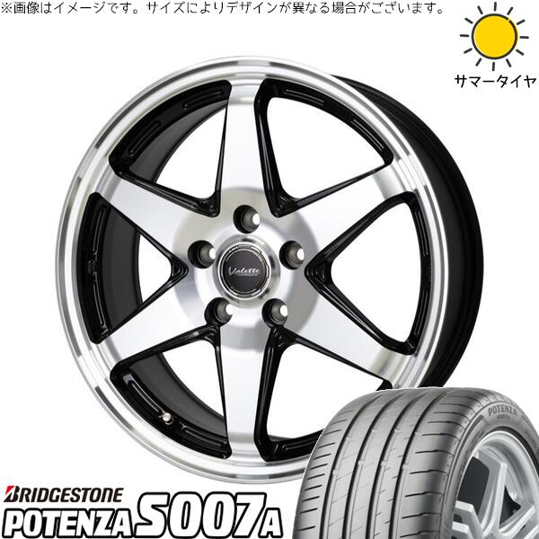 ブリヂストン ポテンザ S007A 225/45R17 ＋ ヴァレット アンクレイ ブラックポリッシュ 17インチ 7J +40 5H114.3P サマー・ホイール4本セット。1枚目。