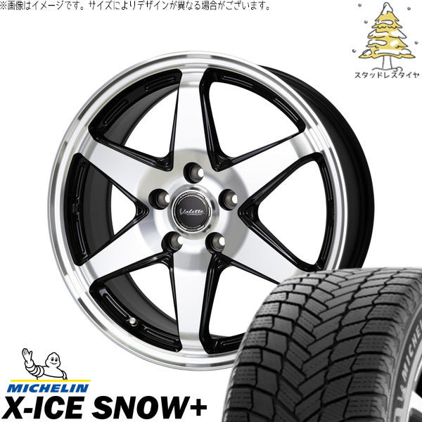 ミシュラン エックスアイス スノー+ 215/50R17 ＋ ヴァレット アンクレイ ブラックポリッシュ 17インチ 7J +40 5H114.3P スタッドレス・ホイール4本セット。1枚目。