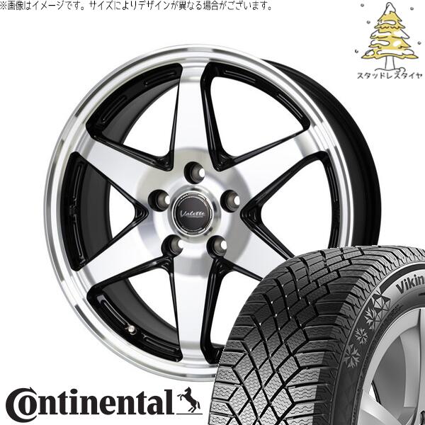 コンチネンタル バイキングコンタクト セブン (VikingContact7) 175/65R15 ＋ ヴァレット アンクレイ ブラックポリッシュ 15インチ 6J +43 5H100P スタッドレス・ホイール4本セット。1枚目。