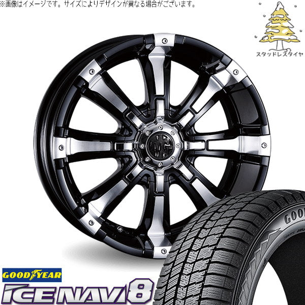 グッドイヤー アイスナビ8 215/60R17 ＋ マーテルギア ビースト ブラックポリッシュ 17インチ 6.5J +48 6H139.7P スタッドレス・ホイール4本セット。1枚目。