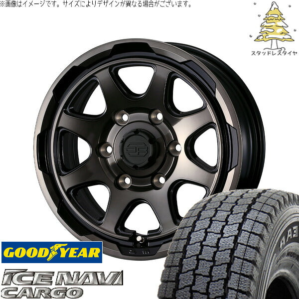 グッドイヤー アイスナビカーゴ 215/70R15 ＋ スタットベルク ブラックポリッシュ/ブロンズクリア 15インチ 6J +33 6H139.7P スタッドレス・ホイール4本セット。1枚目。