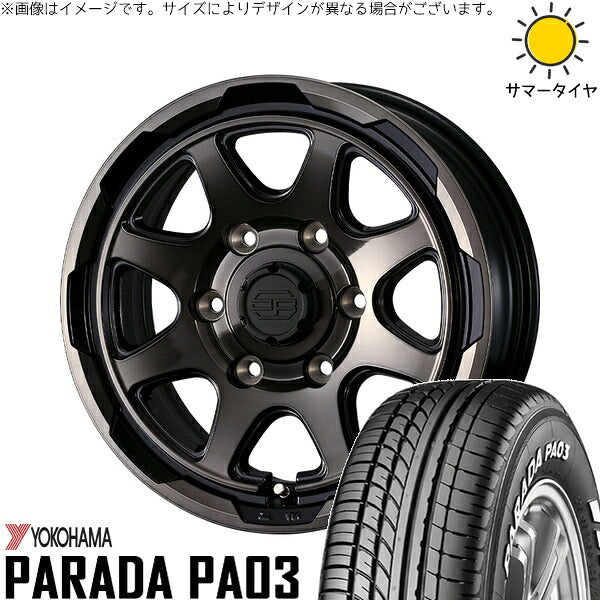 ヨコハマタイヤ パラダ PA03 215/70R15 ＋ スタットベルク ブラックポリッシュ/ブロンズクリア 15インチ 6J +33 6H139.7P サマー・ホイール4本セット。1枚目。