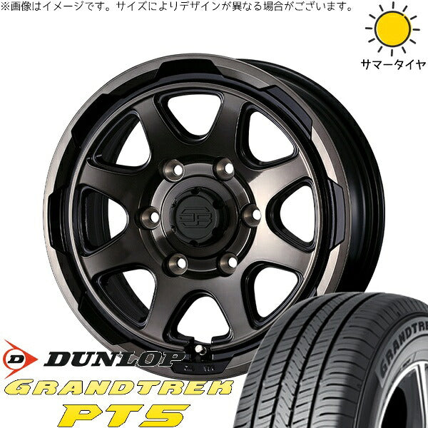 ダンロップ グラントレック PT5 215/70R15 ＋ スタットベルク ブラックポリッシュ/ブロンズクリア 15インチ 6J +33 6H139.7P サマー・ホイール4本セット。1枚目。