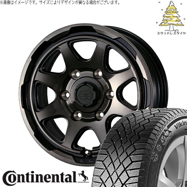 コンチネンタル バイキングコンタクト7 215/70R16 ＋ スタットベルク ブラックポリッシュ/ブロンズクリア 16インチ 6.5J +38 6H139.7P スタッドレス・ホイール4本セット。1枚目。