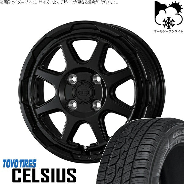 トーヨータイヤ セルシアス 165/60R15 ＋ スタットベルク セミマットブラック 15インチ 4.5J +45 4H100P オールシーズン・ホイール4本セット。1枚目。