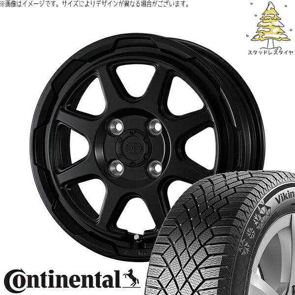 コンチネンタル バイキングコンタクト7 175/65R15 ＋ スタットベルク セミマットブラック 15インチ 4.5J +45 4H100P スタッドレス・ホイール4本セット。1枚目。