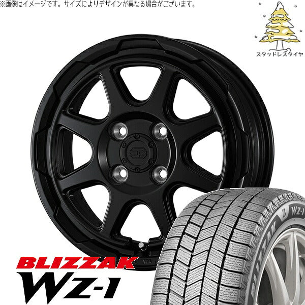 ブリヂストン ブリザック WZ-1 (BLIZZAK WZ-1) 165/60R14 ＋ スタットベルク セミマットブラック 14インチ 4.5J +45 4H100P スタッドレス・ホイール4本セット。1枚目。