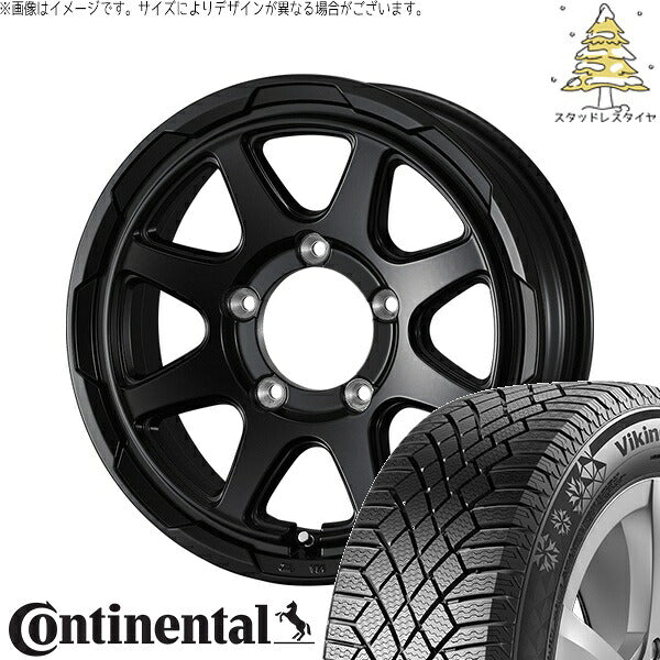 コンチネンタル バイキングコンタクト7 215/70R16 ＋ スタットベルク セミマットブラック 16インチ 5.5J +22 5H139.7P スタッドレス・ホイール4本セット。1枚目。