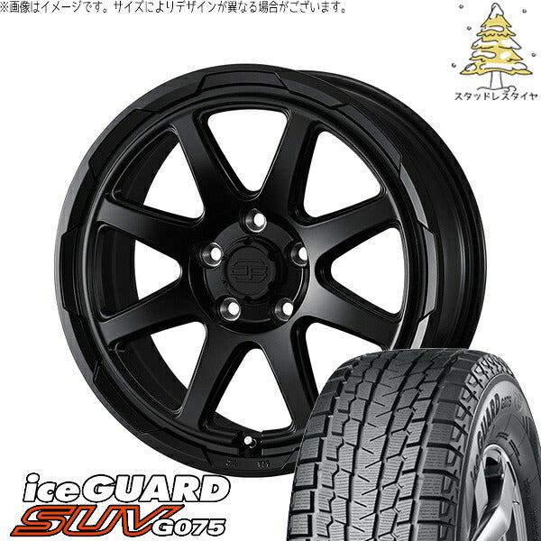 ヨコハマタイヤ アイスガード SUV G075 185/85R16 ＋ スタットベルク セミマットブラック 16インチ 7J +38 5H114.3P スタッドレス・ホイール4本セット。1枚目。