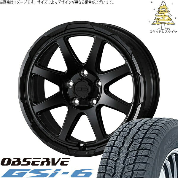 トーヨータイヤ オブザーブ Gsi-6 (OBSERVE Gsi-6) 175/80R16 ＋ スタットベルク セミマットブラック 16インチ 7.0J +38 5H114.3P スタッドレス・ホイール4本セット。1枚目。
