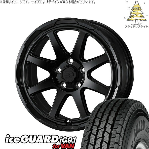 ヨコハマタイヤ アイスガード91 IG91 185/85R16 ＋ スタットベルク セミマットブラック 16インチ 7J +38 5H114.3P スタッドレス・ホイール4本セット。1枚目。