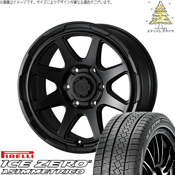 ピレリ アイスゼロアシンメトリコ 215/65R16 ＋ スタットベルク セミマットブラック 16インチ 6.5J +38 6H139.7P スタッドレス・ホイール4本セット。1枚目。