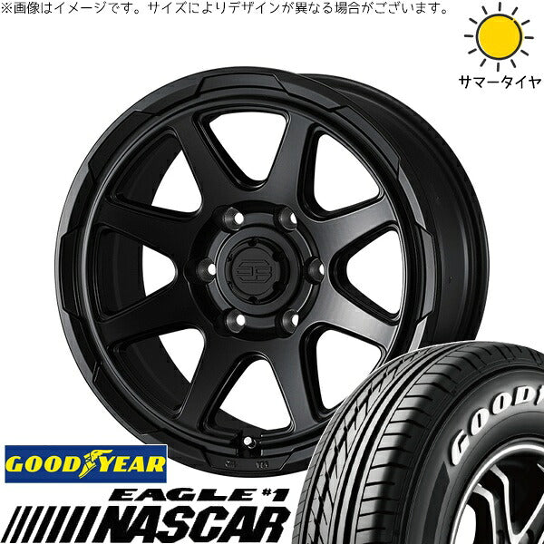 グッドイヤー イーグル ナスカー 195/80R15 ＋ スタットベルク セミマットブラック 15インチ 6J +33 6H139.7P サマー・ホイール4本セット。1枚目。