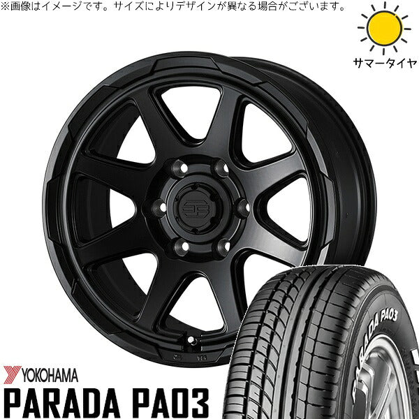 ヨコハマタイヤ パラダ PA03 215/70R15 ＋ スタットベルク セミマットブラック 15インチ 6J +33 6H139.7P サマー・ホイール4本セット。1枚目。