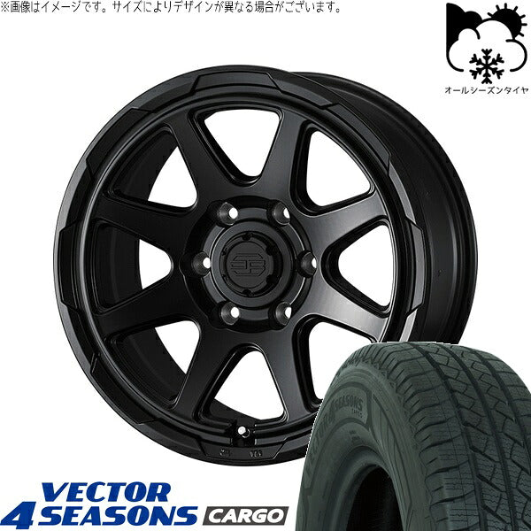 グッドイヤー ベクター4シーズンズ カーゴ 195/80R15 ＋ スタットベルク セミマットブラック 15インチ 6J +33 6H139.7P オールシーズン・ホイール4本セット。1枚目。