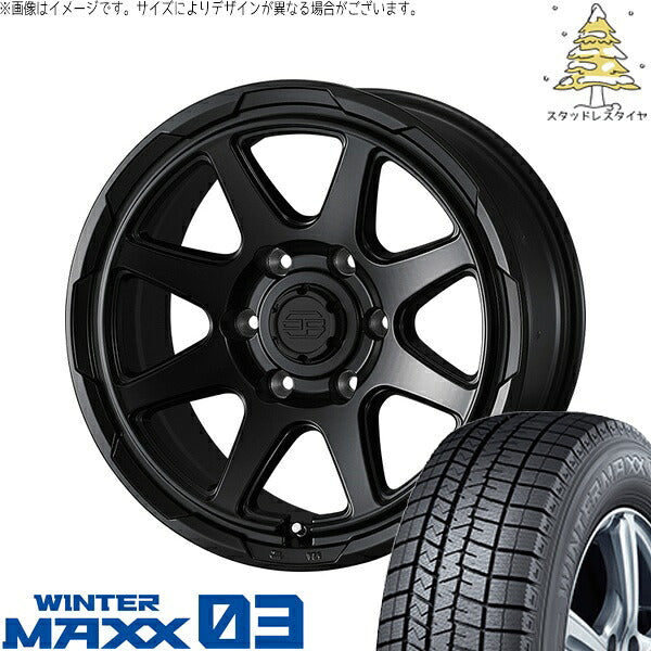 ダンロップ ウィンターマックス03 (WINTERMAXX03 WM03) 215/65R16 ＋ スタットベルク セミマットブラック 16インチ 6.5J +38 6H139.7P スタッドレス・ホイール4本セット。1枚目。