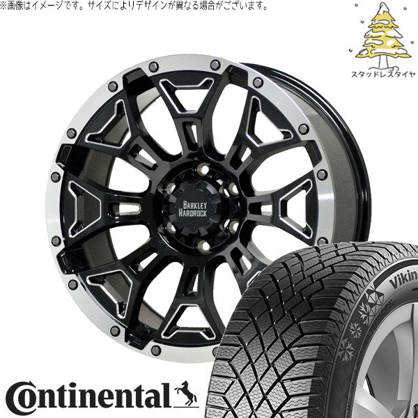 コンチネンタル バイキングコンタクト7 215/70R16 ＋ バークレイ ハードロック エルバート ブラックサイドマシニング/リムポリッシュ 16インチ 7J +38 5H114.3P スタッドレス・ホイール4本セット。1枚目。