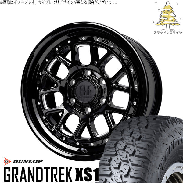 ダンロップ グラントレック XS1 185/85R16 ＋ バークレイ ハードロック ヒューロン グロスブラック/マシニング 16インチ 5.5J +20 5H139.7P スタッドレス・ホイール4本セット。1枚目。