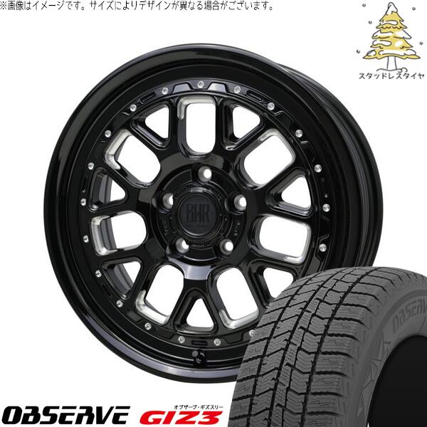 トーヨータイヤ オブザーブ GIZ3 215/65R16 ＋ バークレイ ハードロック ヒューロン グロスブラック/マシニング 16インチ 7J +38 5H114.3P スタッドレス・ホイール4本セット。1枚目。