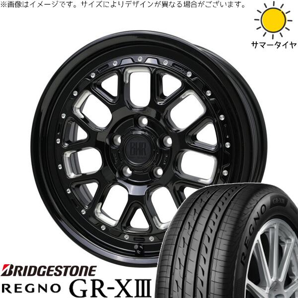 ブリヂストン レグノ GR-X3 RV 215/60R17 ＋ バークレイ ハードロック ヒューロン グロスブラック/マシニング 17インチ 7J +38 5H114.3P サマー・ホイール4本セット。1枚目。