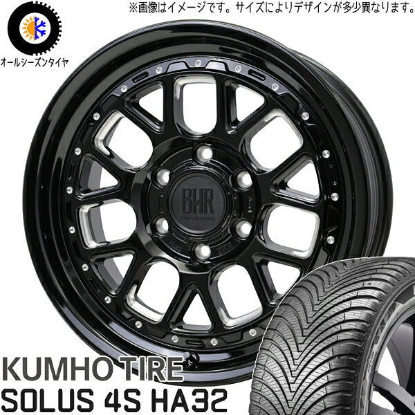 クムホ SOLUS 4S HA32 SUV 215/60R17 ＋ バークレイ ハードロック ヒューロン グロスブラック/マシニング 17インチ 7J +38 5H114.3P オールシーズン・ホイール4本セット。1枚目。