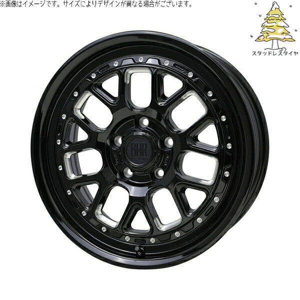 輸入スタッドレスタイヤ（銘柄指定不可） 215/45R17 ＋ バークレイ ハードロック ヒューロン グロスブラック/マシニング 17インチ 7.0J +38 5H114.3P ホイール4本セット。1枚目。