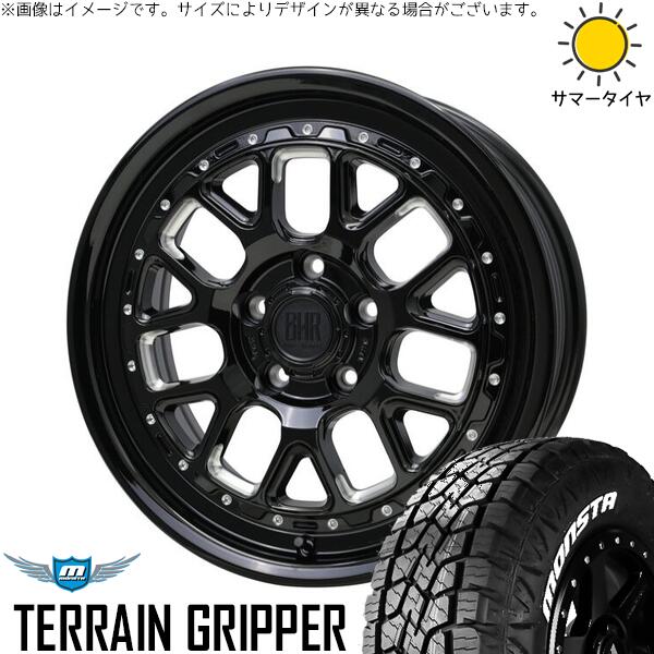 モンスタタイヤ テレーングリッパー (TERRAIN GRIPPER) 215/70R16 ＋ バークレイ ハードロック ヒューロン グロスブラック/マシニング 16インチ 7J +38 5H114.3P サマー・ホイール4本セット。1枚目。