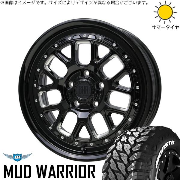 モンスタタイヤ マッドウォーリアー (MUD WARRIOR) 215/70R16 ＋ バークレイ ハードロック ヒューロン グロスブラック/マシニング 16インチ 7J +38 5H114.3P サマー・ホイール4本セット。1枚目。