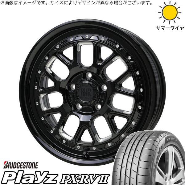 ブリヂストン プレイズ PX-RV2 215/55R17 ＋ バークレイ ハードロック ヒューロン グロスブラック/マシニング 17インチ 7J +38 5H114.3P サマー・ホイール4本セット。1枚目。