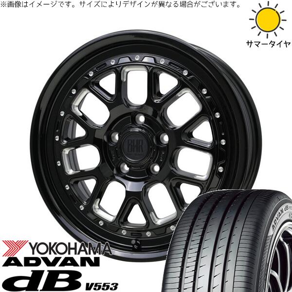 ヨコハマタイヤ アドバン デシベル V553 215/50R17 ＋ バークレイ ハードロック ヒューロン グロスブラック/マシニング 17インチ 7J +38 5H114.3P サマー・ホイール4本セット。1枚目。