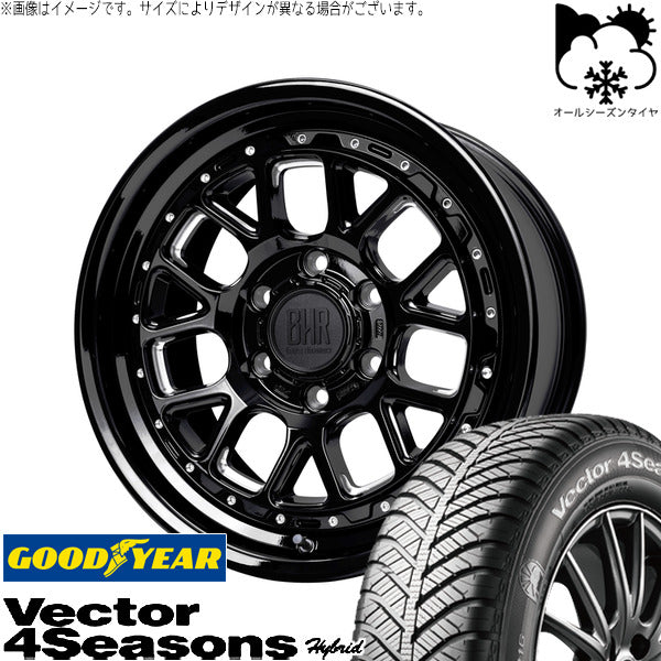 グッドイヤー ベクター4シーズンズ ハイブリッド 215/55R17 ＋ バークレイ ハードロック ヒューロン グロスブラック/マシニング 17インチ 7J +38 5H114.3P オールシーズン・ホイール4本セット。1枚目。