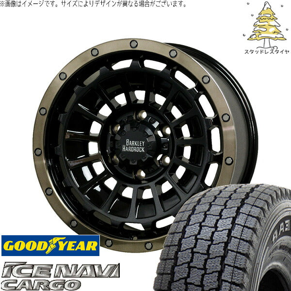 グッドイヤー アイスナビカーゴ 215/70R15 ＋ バークレイ ハードロック ローガン ブラック/リムポリッシュ/ブロンズクリア 15インチ 6J ±0 5H139.7P スタッドレス・ホイール4本セット。1枚目。